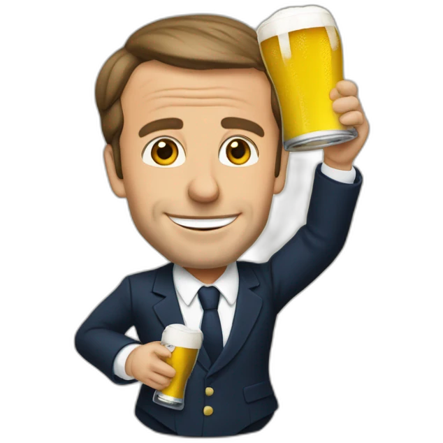 Macron qui boit une bière  emoji