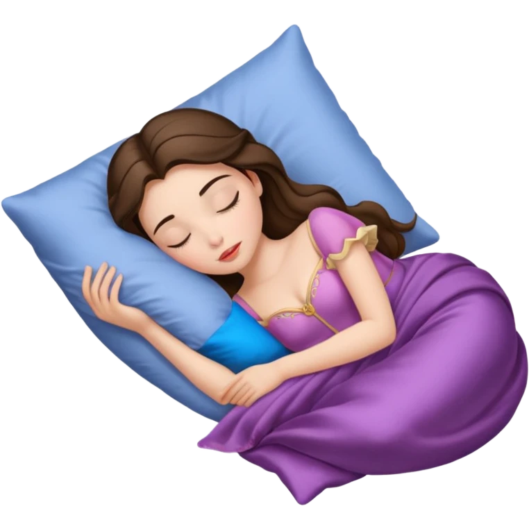 sleeping beauty brunette white girl with a silk pillow emoji