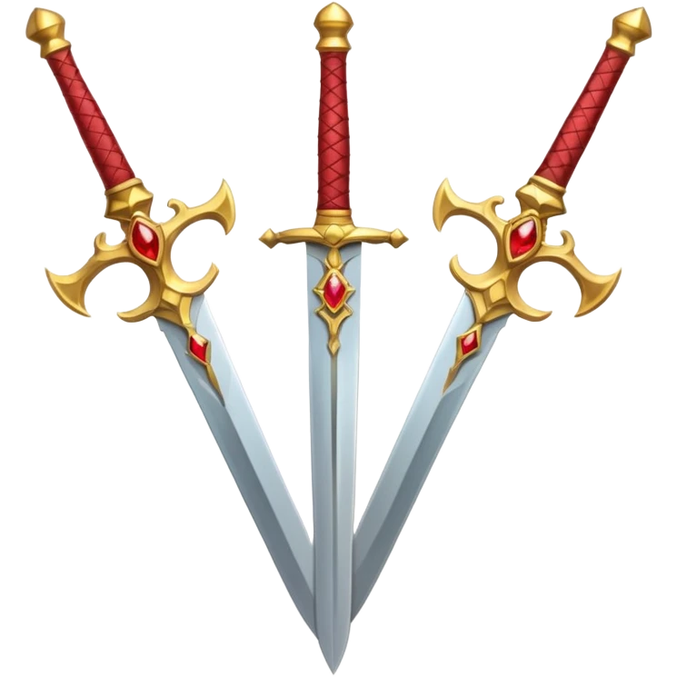 Two Golden royal swords with red gems with golden blades emoji