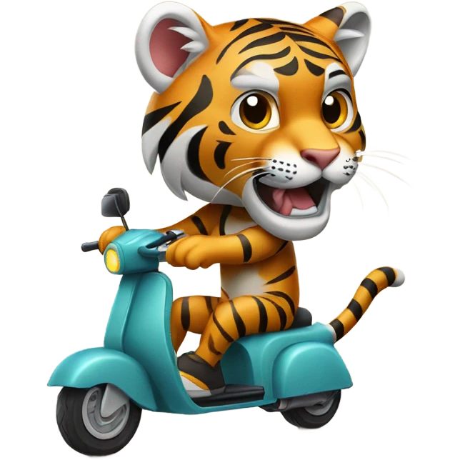 Bengal tiger riding a razor scooter emoji