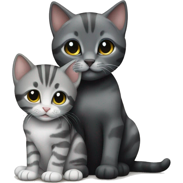 grey tabby kitten and black kitten emoji