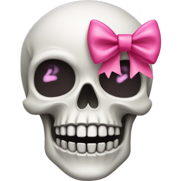 Emoji skull with a pink bow emoji