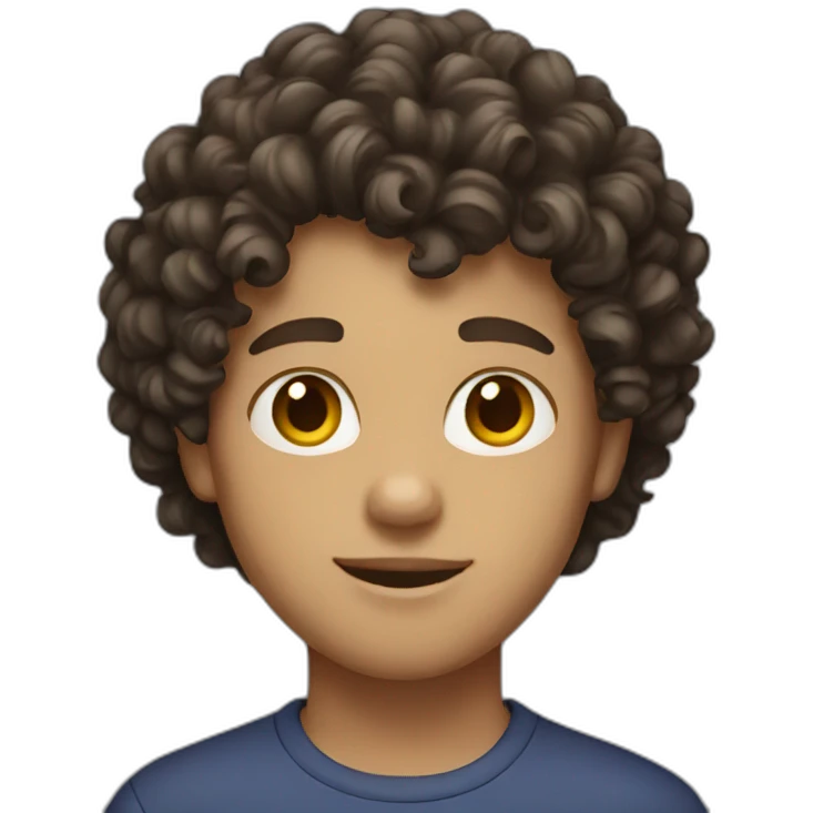 brunette boy with curly hair emoji