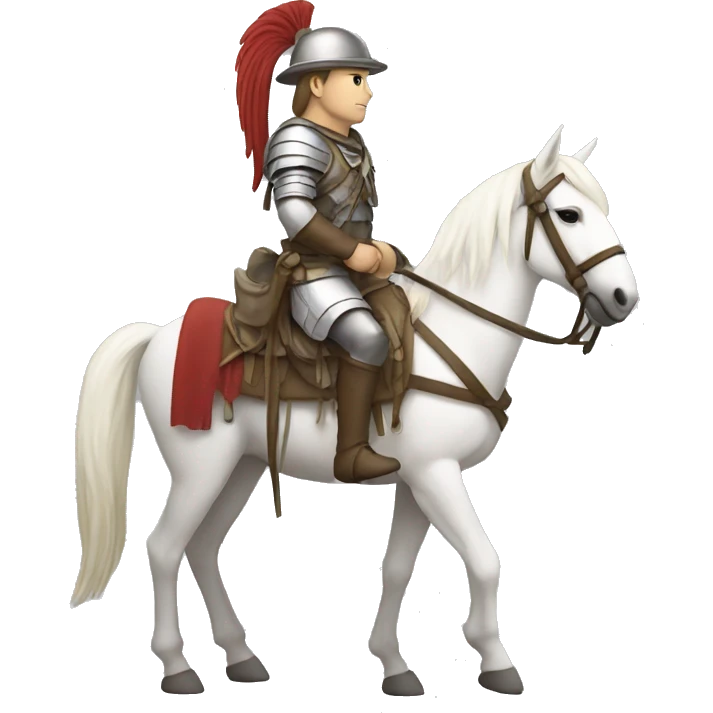 a white nomadic soldier on a horse from the side emoji