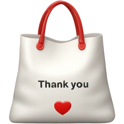 White bag with thank you in red written on it repeating  emoji