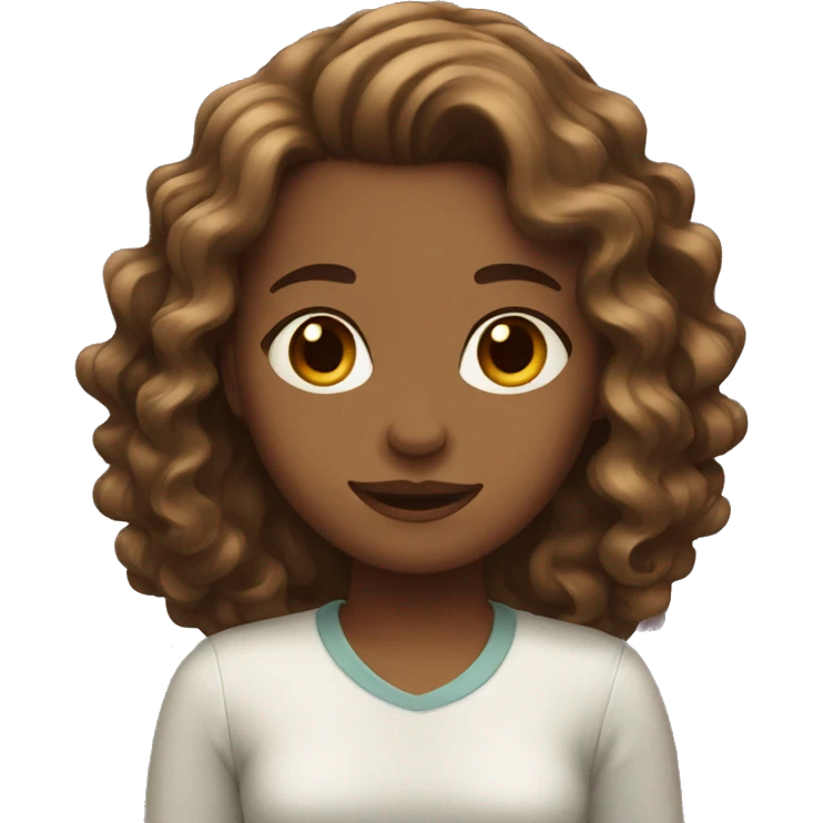 Girl with brown wavy hair emoji