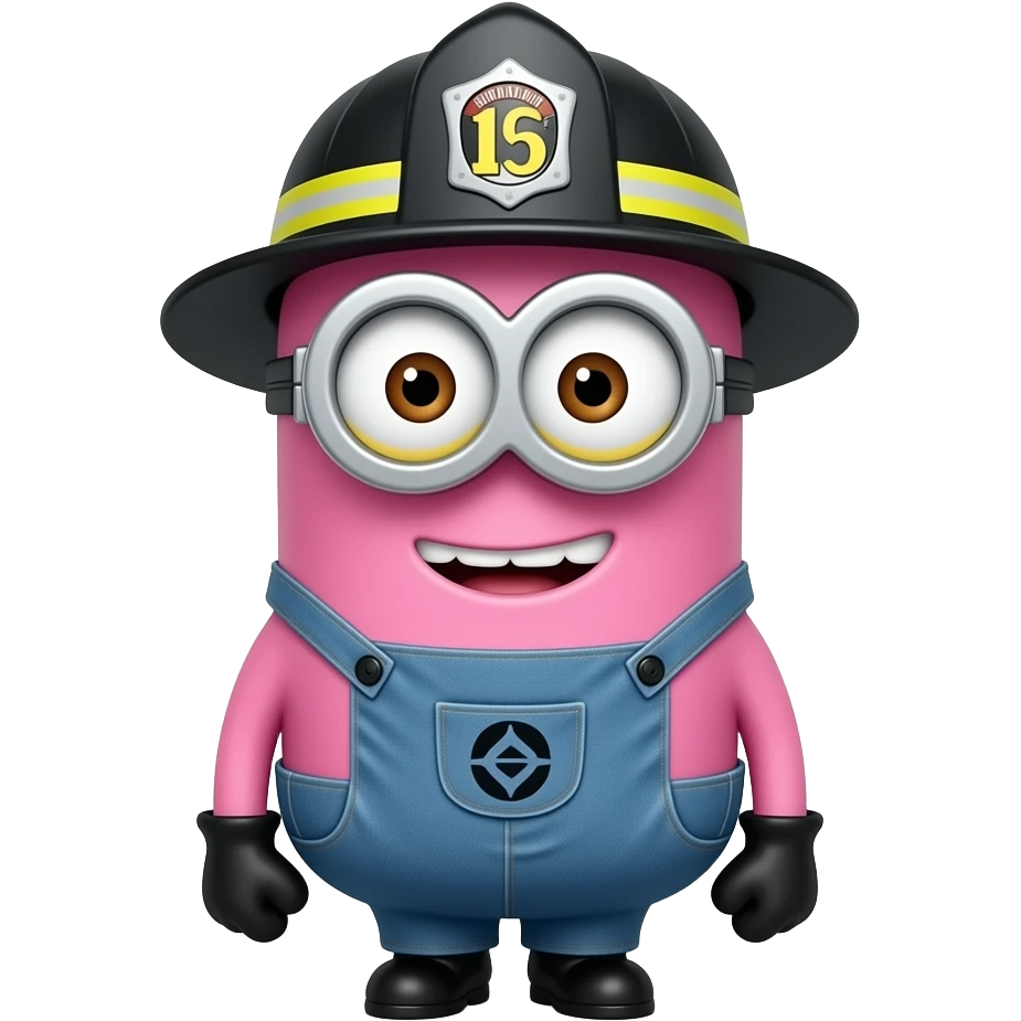 Minion as a firefighter with pink skinn emoji