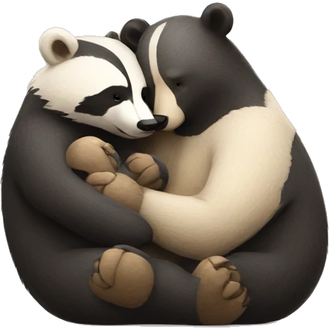 Bear and badger cuddling emoji