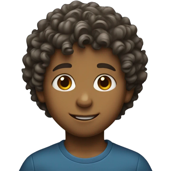 Little boy with curly hair playing  emoji