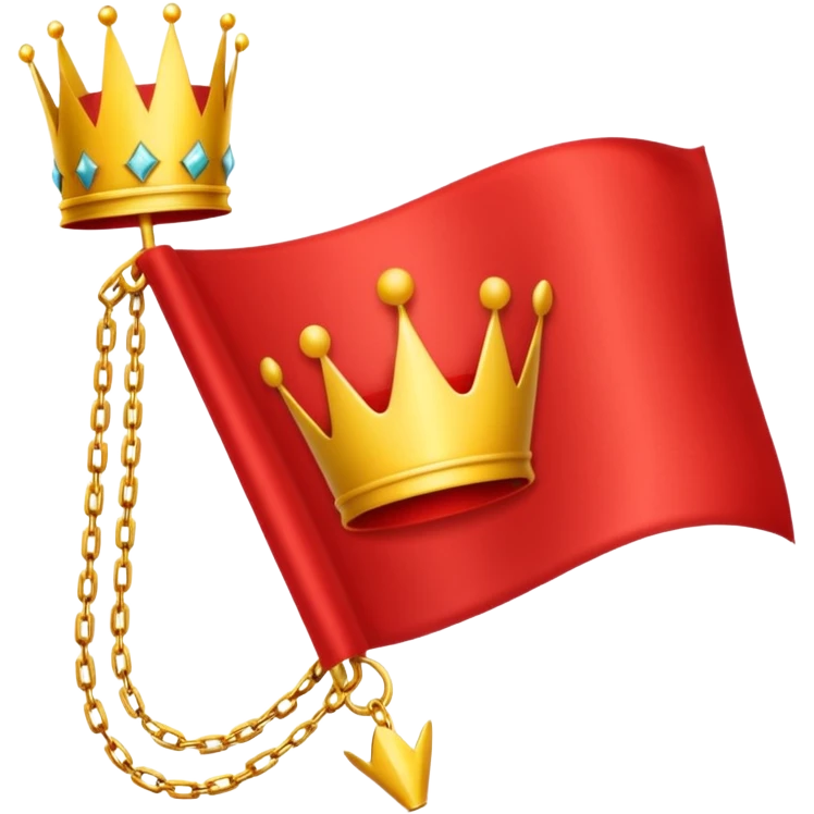 red flag with a crown on  with a yellow square chains inside emoji
