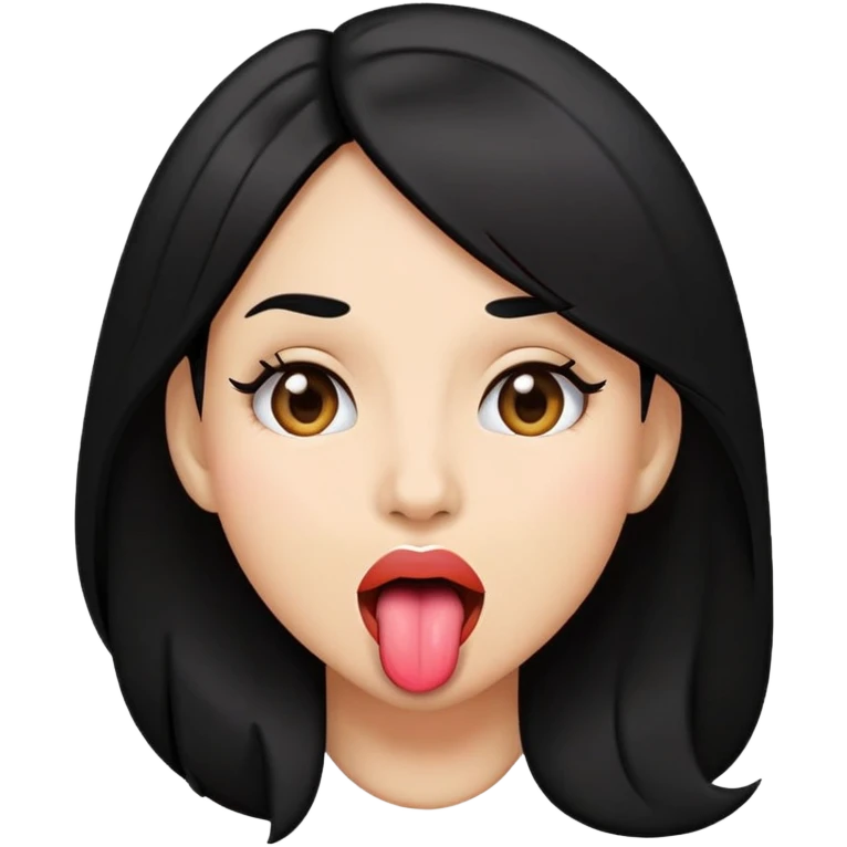 tongue out emoji with blackhair, women emoji