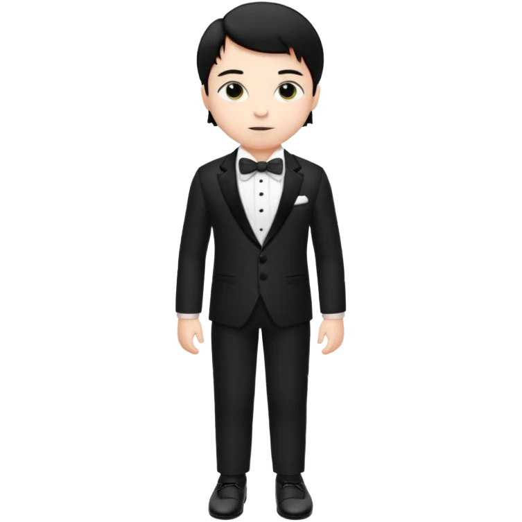 white boy with black hair in a tuxedo. full body emoji