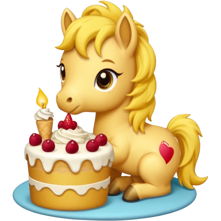 yellow pony eating cake emoji