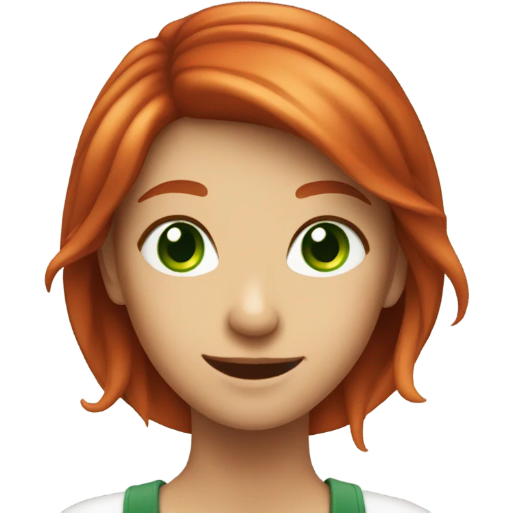 smiling girl with green eyes and red hair emoji