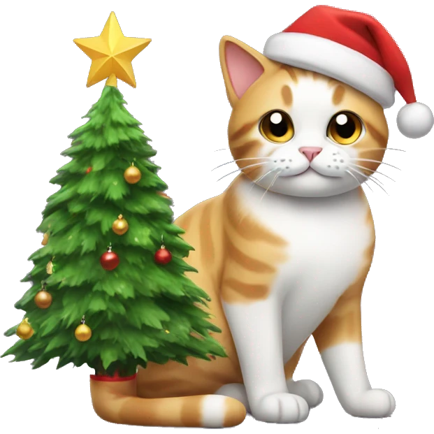 Cat with Christmas tree  emoji