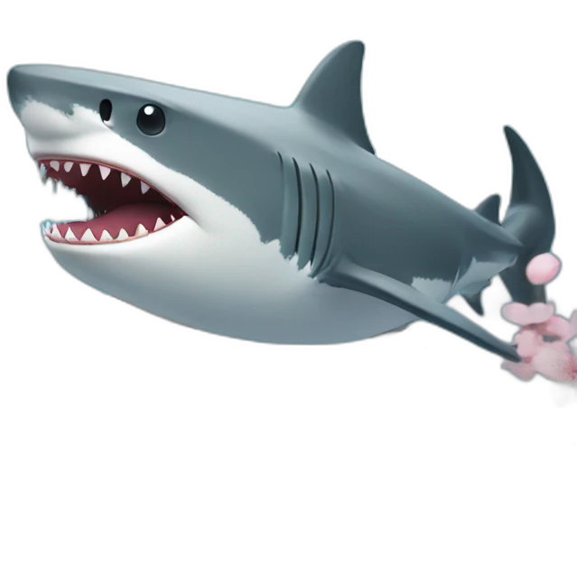 Shark with Sakura flowers emoji
