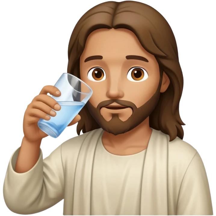 Jesus drinking water from a cup emoji