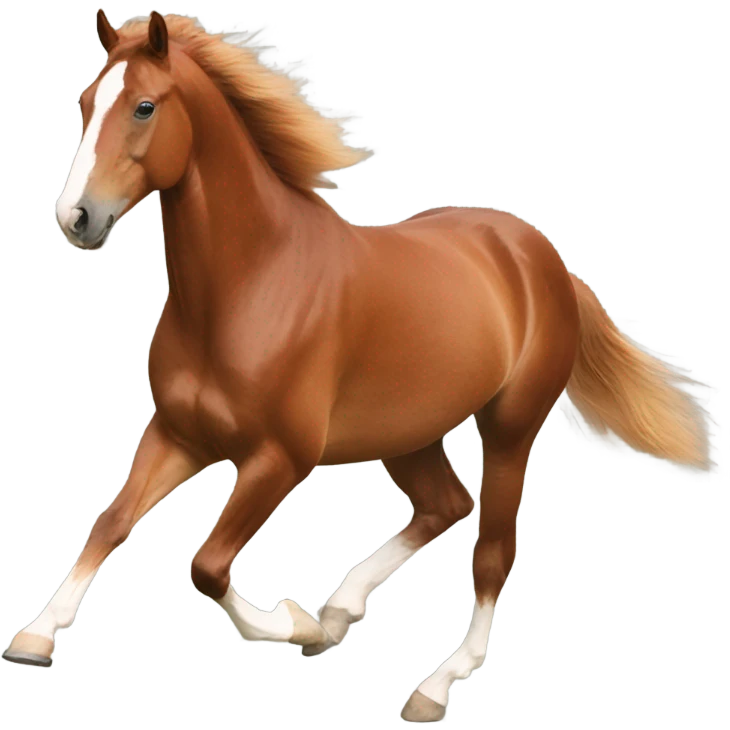 Freiberger horse, chestnut colour, cantering  emoji