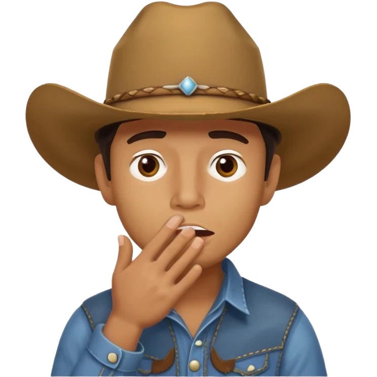 cowboy making oops expression covering mouth emoji