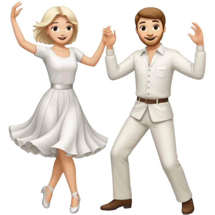Man and woman dancing white emoji