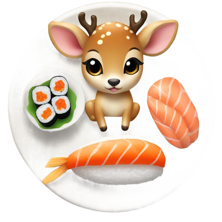 Baby deer with sushi emoji