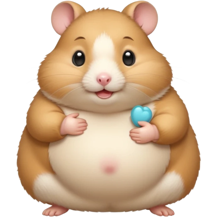 fat hamster holding pregnant belly smiling awkwardly emoji