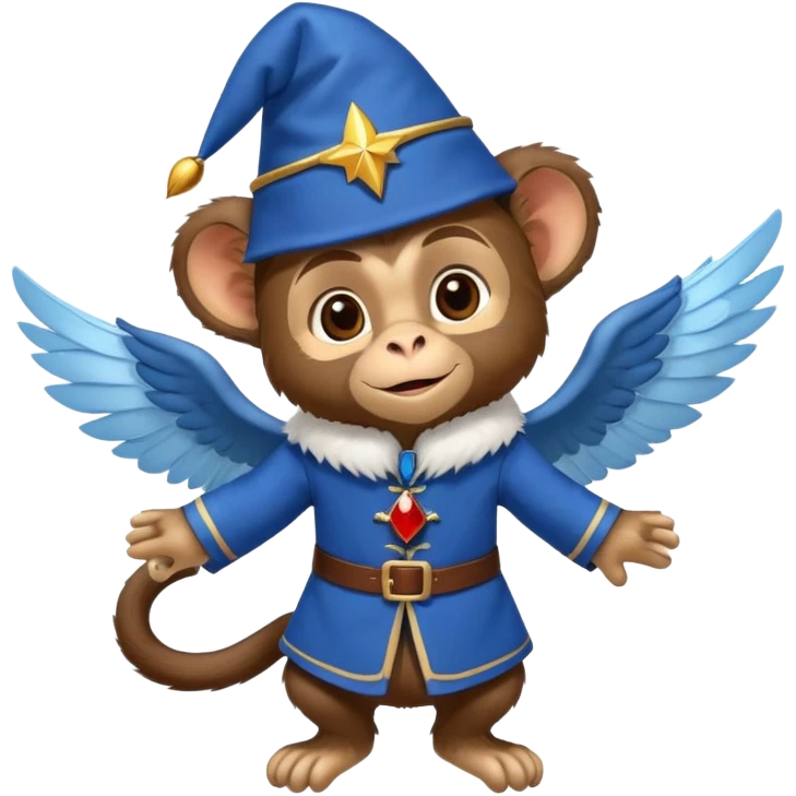 Flying monkey with wings, blue uniform, and fez hat from Wizard of Oz emoji