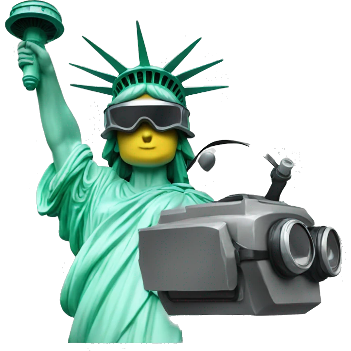 the statue of liberty with a riot helmet emoji
