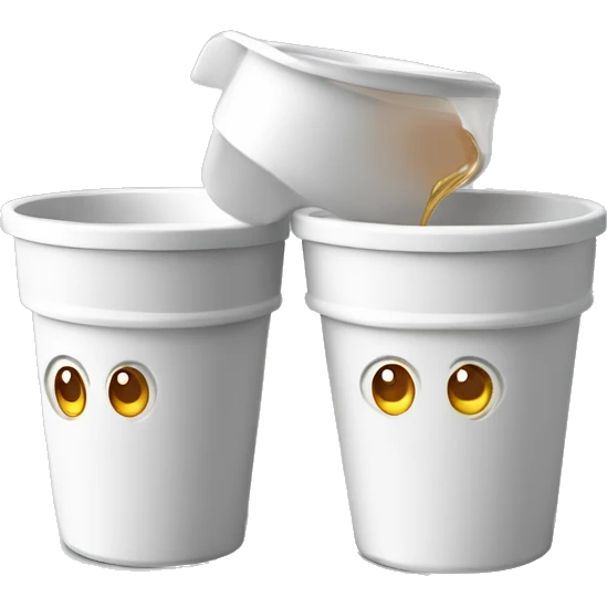 2 white stryophome cups stacked on eacher (dubble cup) and cough syrup emoji