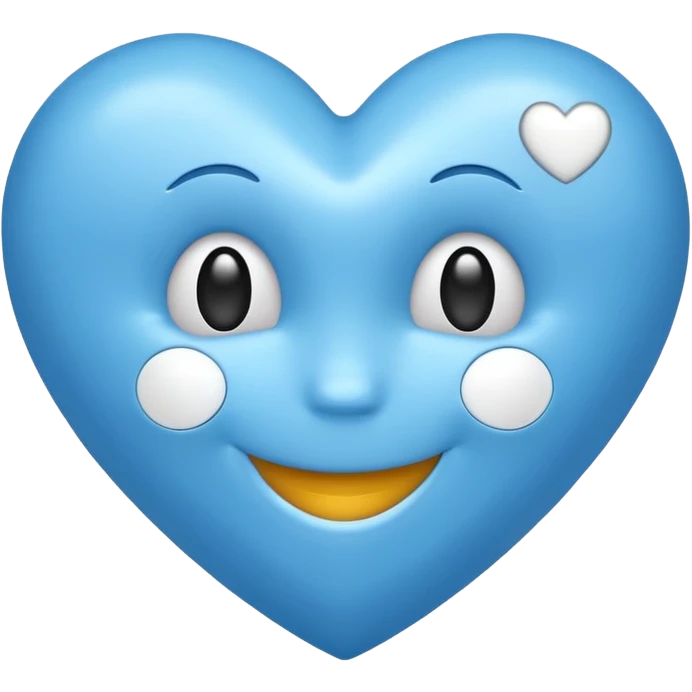 blue heart with a smiley face emoji