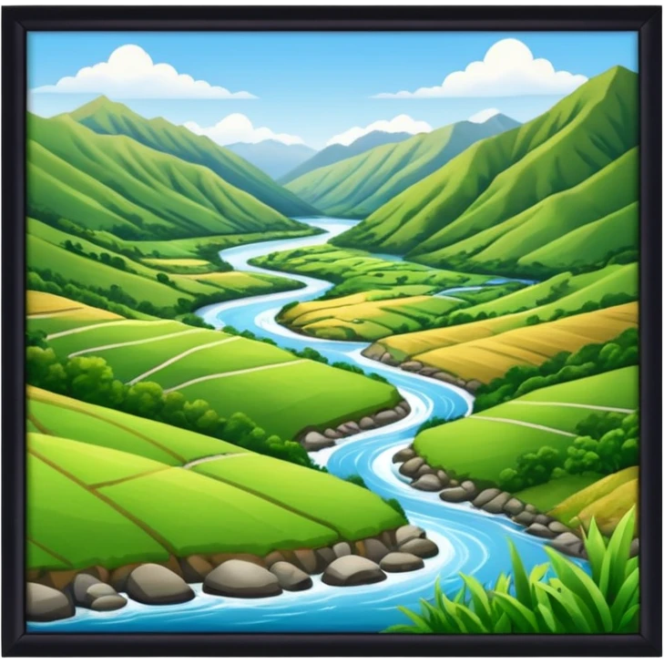 new zealand summer valley with a river emoji