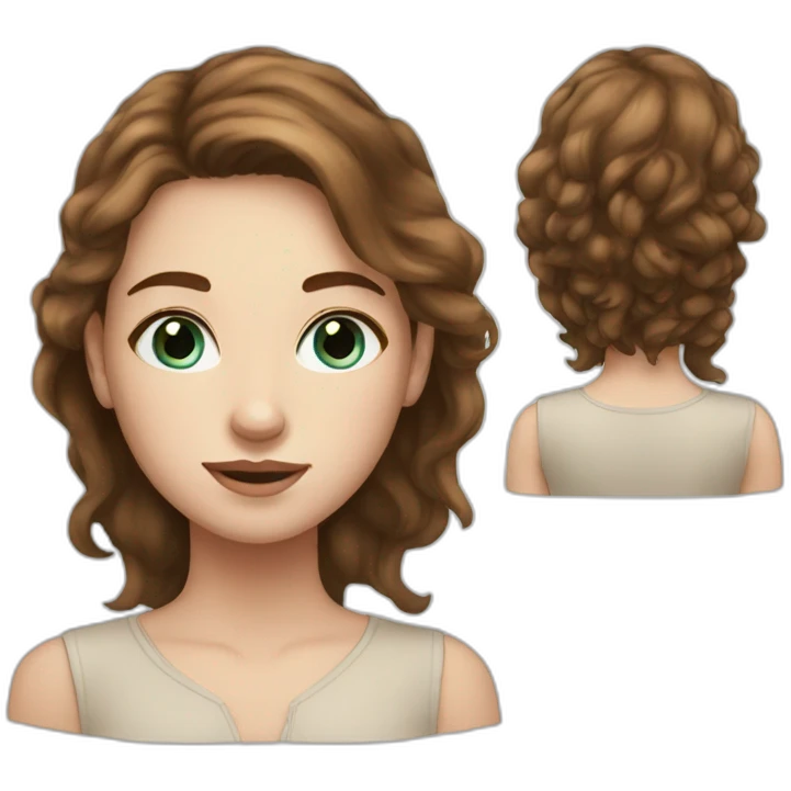 Young women with brown hair blue eyes small freckles  emoji