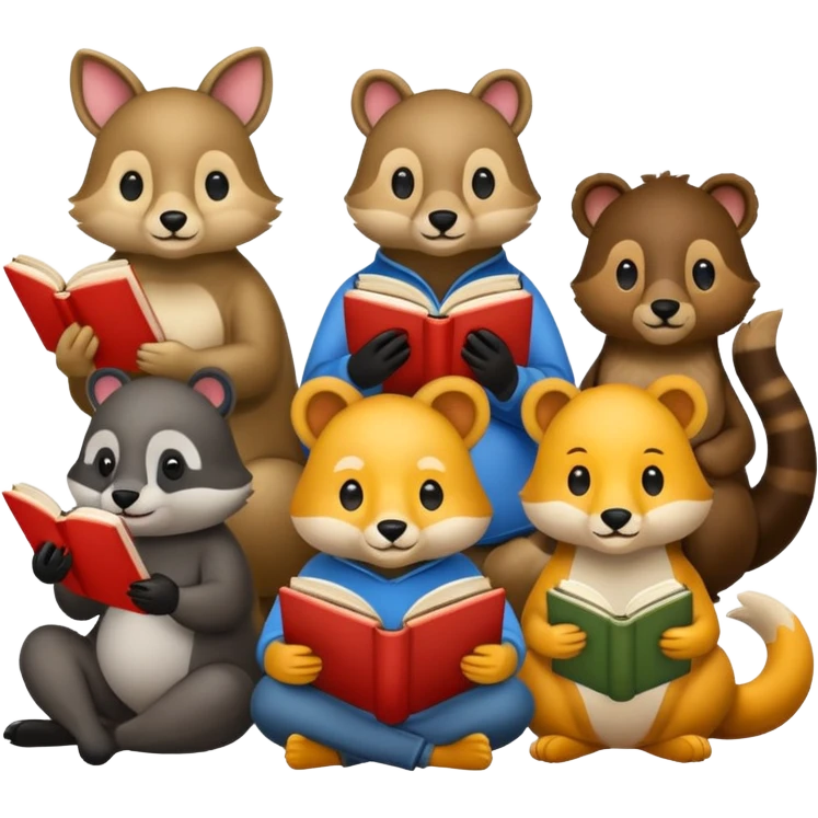 animals reading books emoji