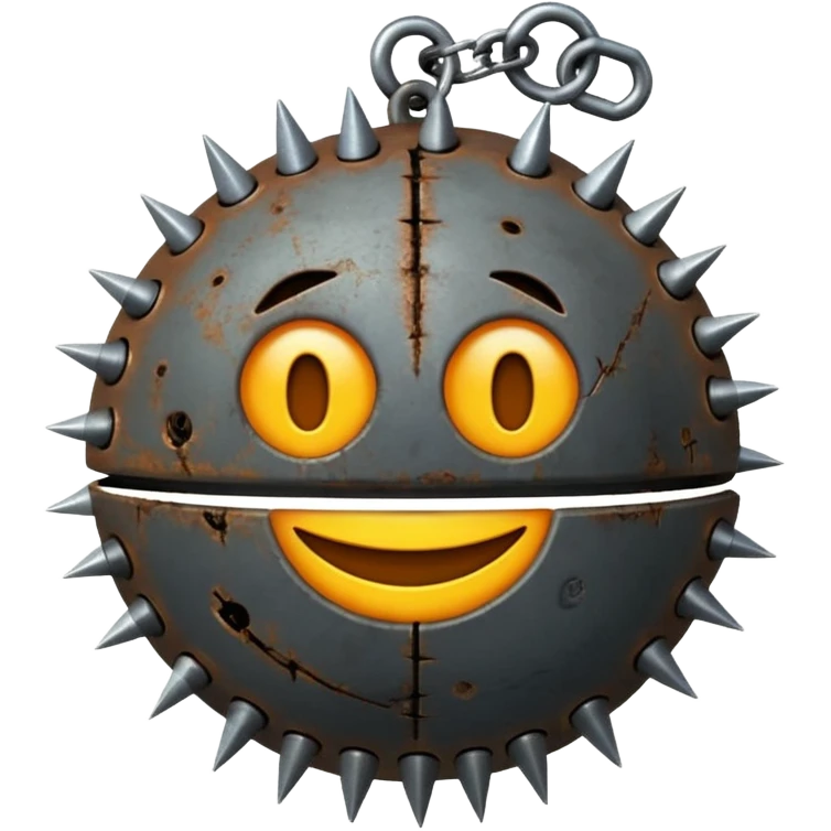 iPhone text message emoji size ball, and chain with spikes emoji