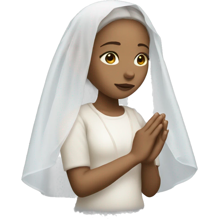 Light skin girl praying with white veil  emoji