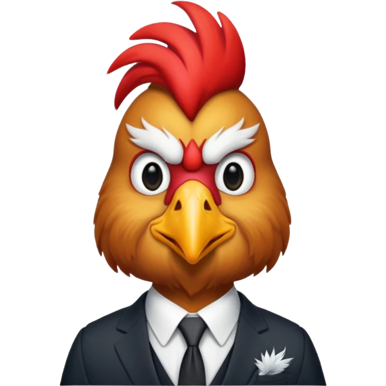 rooster with tie & suit emoji