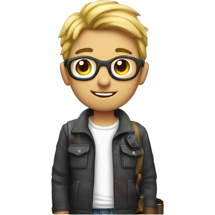 a young man with a camera emoji