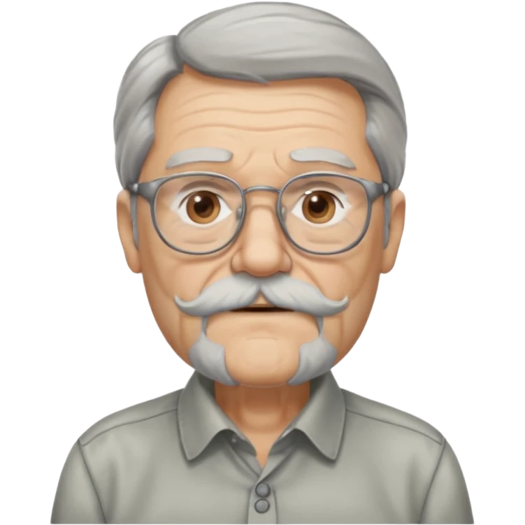 old man with long hair and beard wearing glasses with shirt emoji