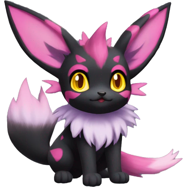 Shiny Dark Eevee-Litten-Espeon-Zorua-Torracat-fusion-hybrid full body emoji