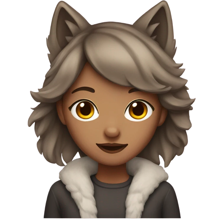 girl with brown hair and wolf ears emoji