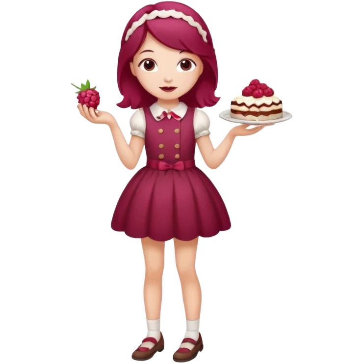 Raspberry torte human full body and legs girl with a raspberry barrette on her head emoji