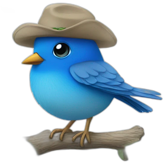 Blue bird with a hat emoji