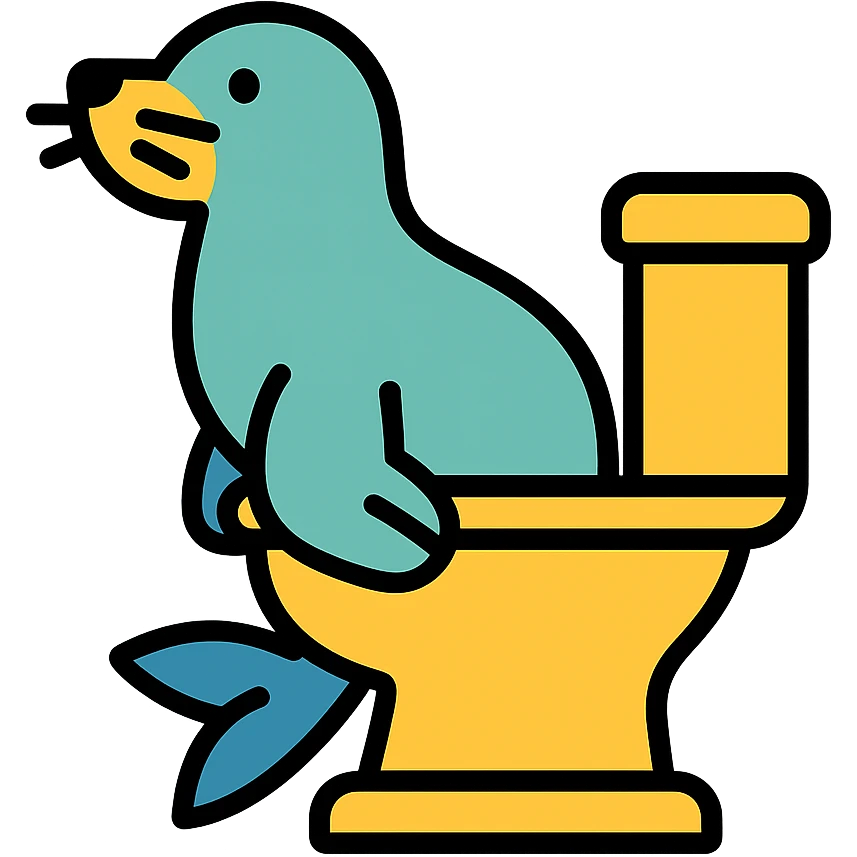 seal sitting on a toilet emoji