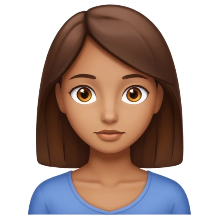 A tan girl with brown eyes and 3B Brown hair  emoji