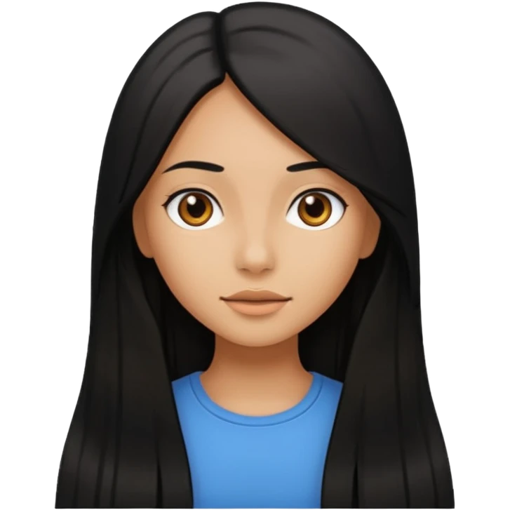girl with black straight long hair with tan skin emoji