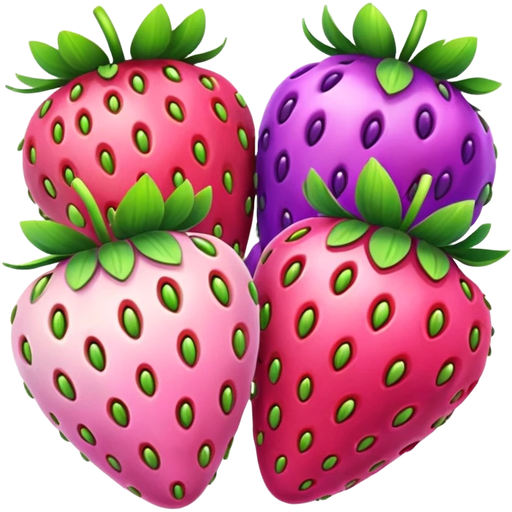 rainbow strawberries, purple and pink emoji