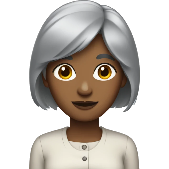 Gray haired woman with bangs emoji