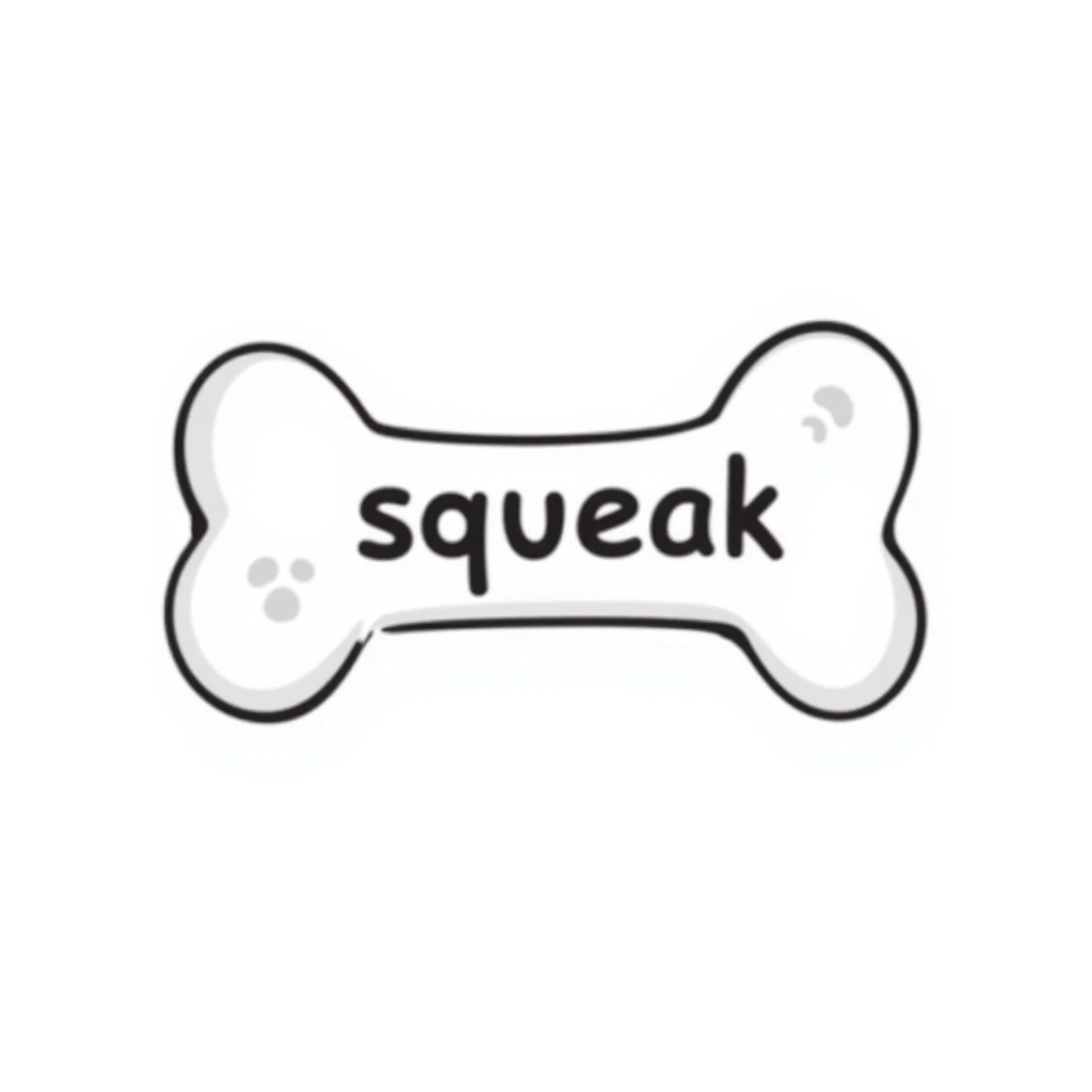 dog bone with the word 'squeak' emoji