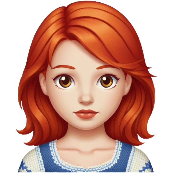 Red head girl cross stitching  emoji