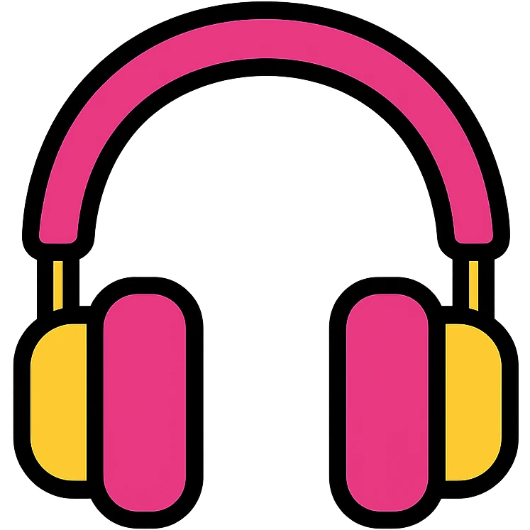 pink headphones color icon style emoji